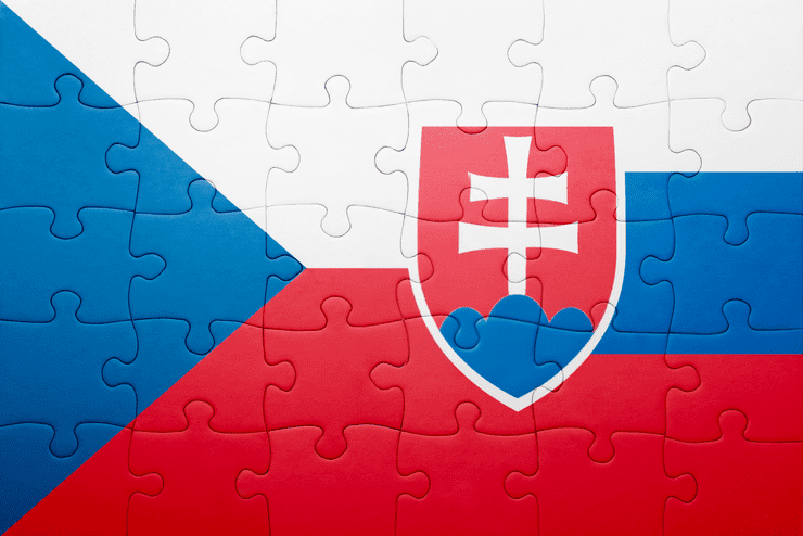 Puzzle kombinácia vlajok Českej a Slovenskej republiky