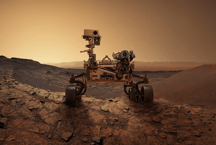 Obrázok robota na povrchu planéty